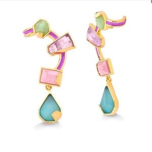 Brand new Maria dolores gold plated earrings real gem stone